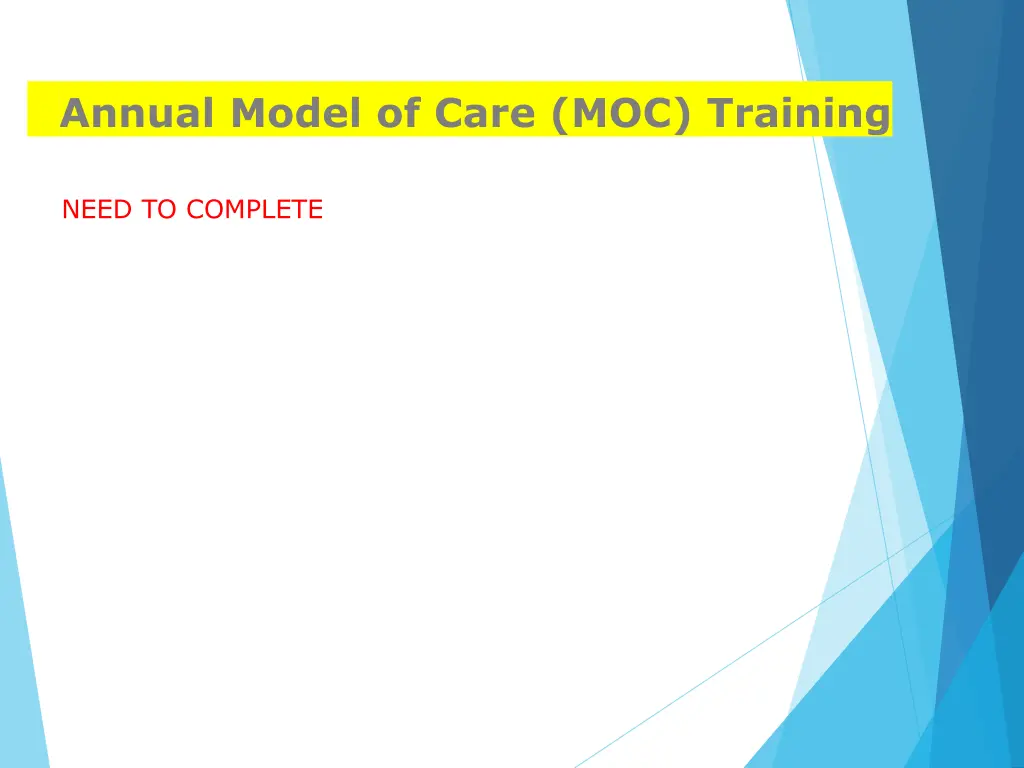 annual model of care moc training