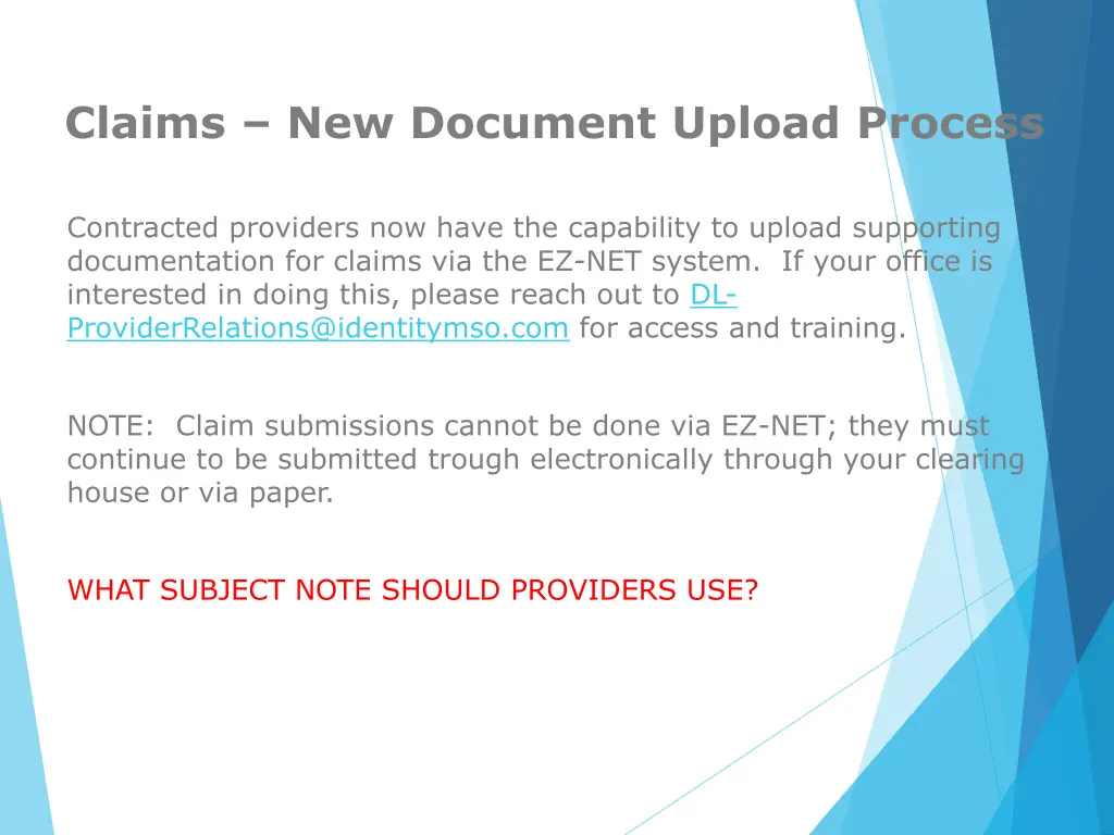 claims new document upload process