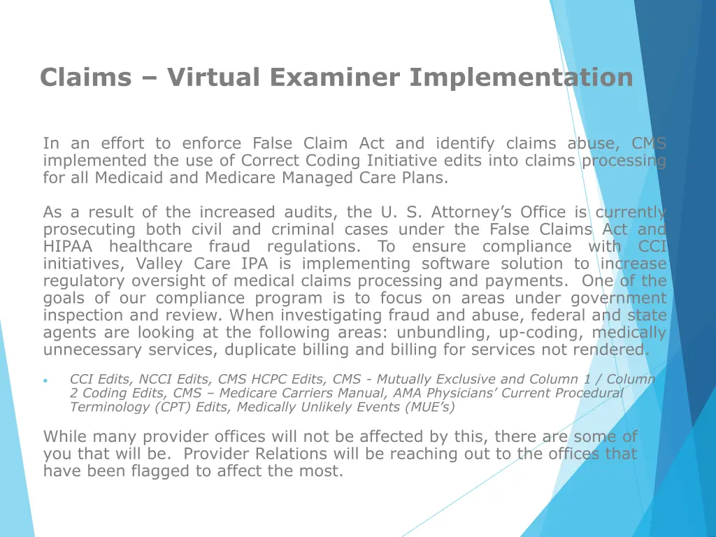 claims virtual examiner implementation