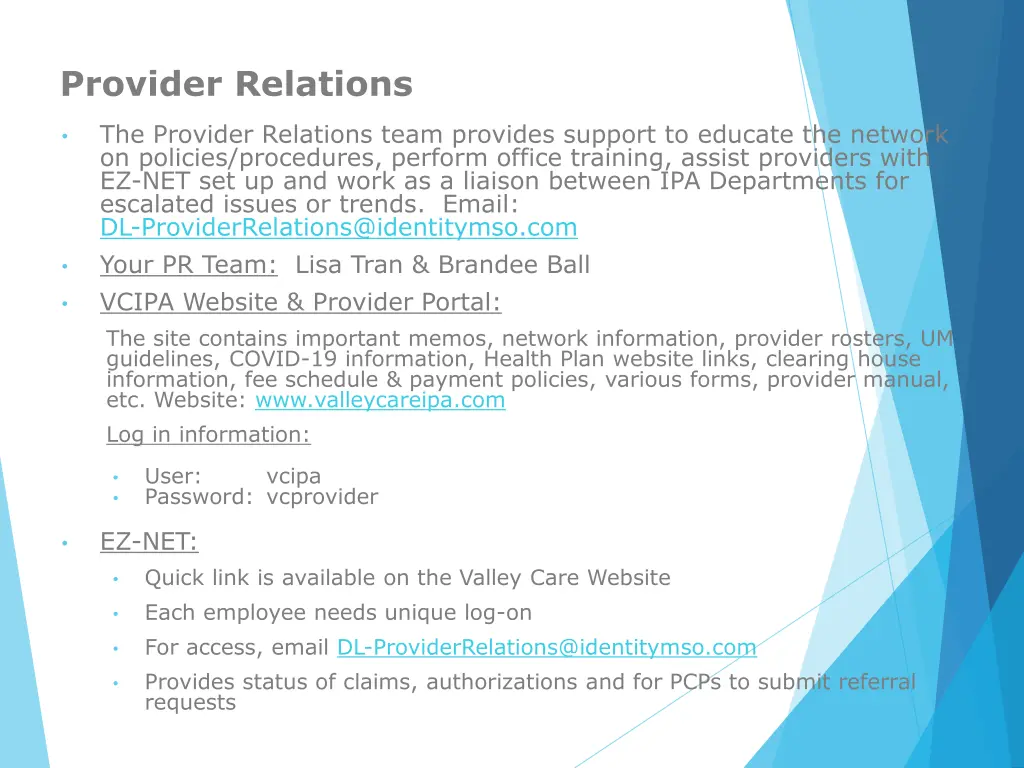 provider relations