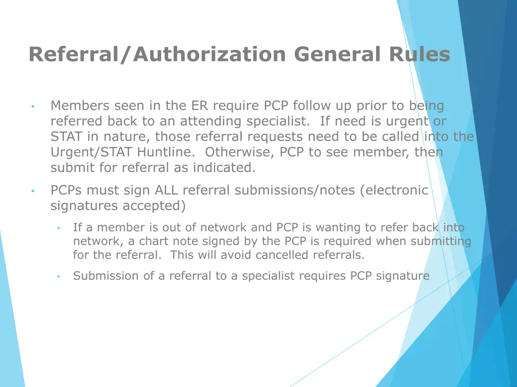 referral authorization general rules