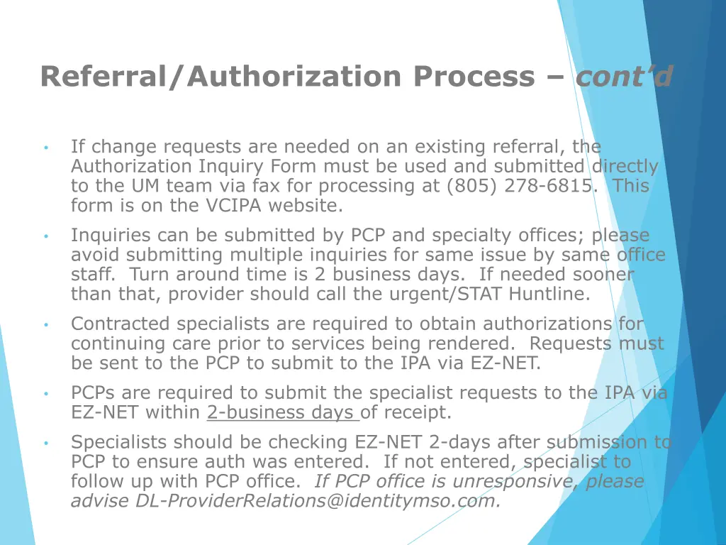 referral authorization process cont d