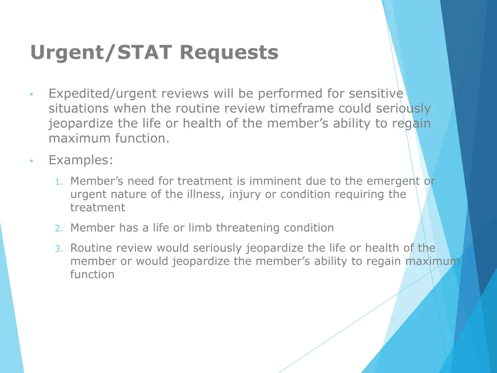 urgent stat requests