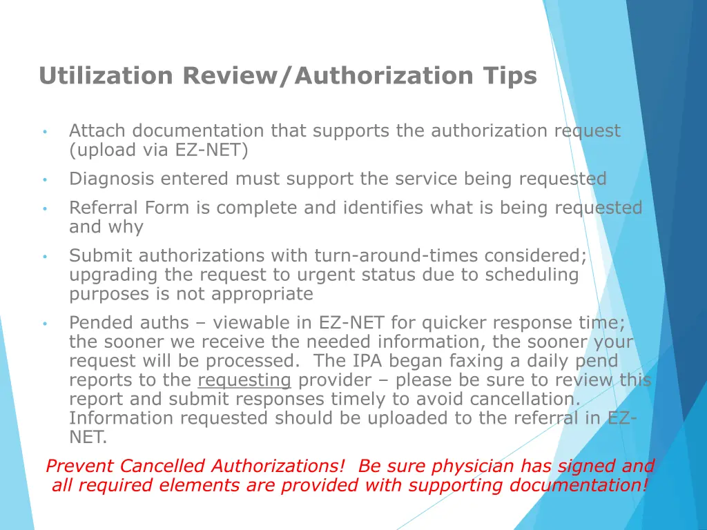 utilization review authorization tips