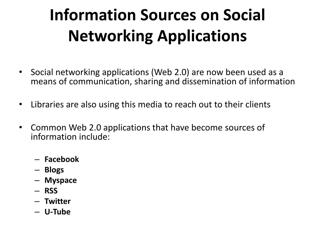 information sources on social networking