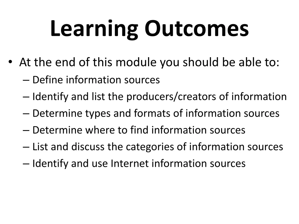 learning outcomes