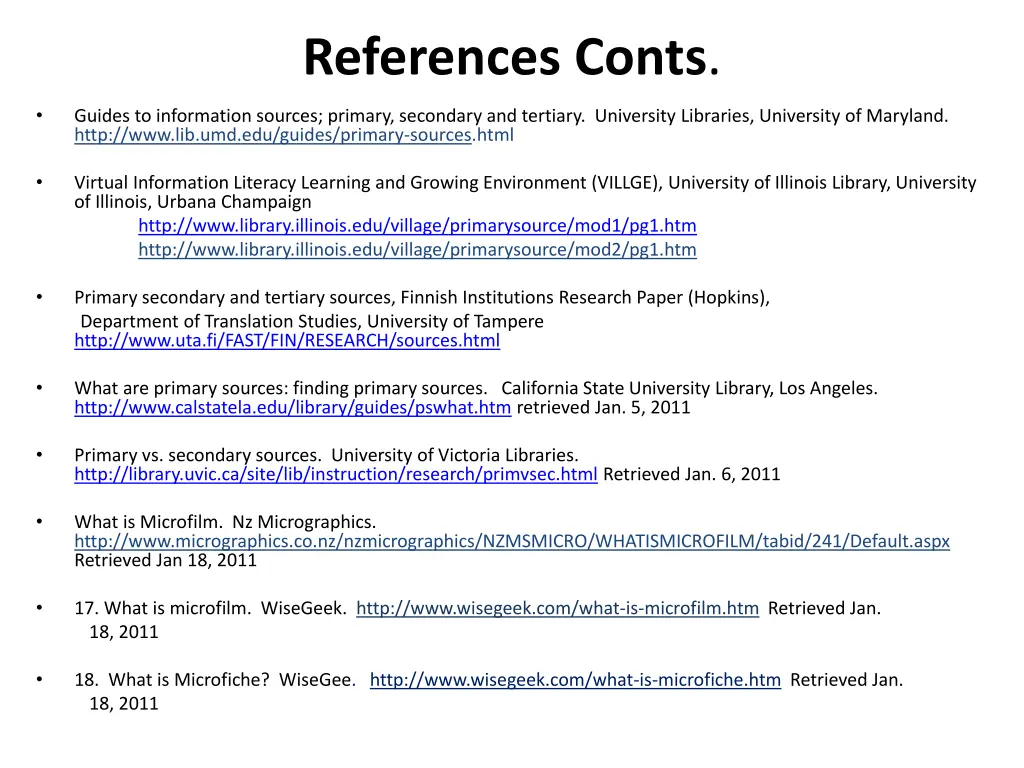 references conts