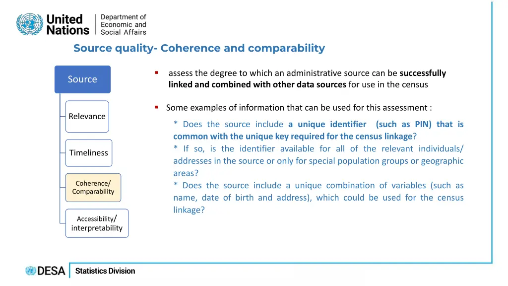 source quality coherence and comparability