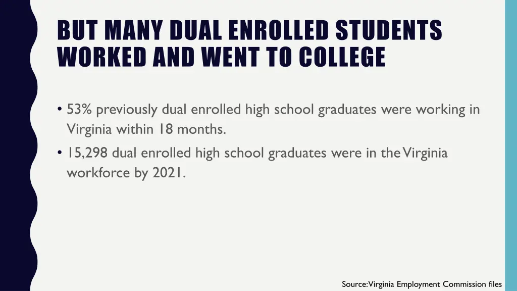 but many dual enrolled students worked and went