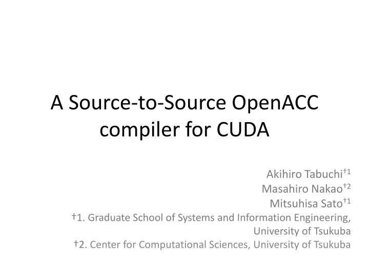 a source to source openacc compiler for cuda