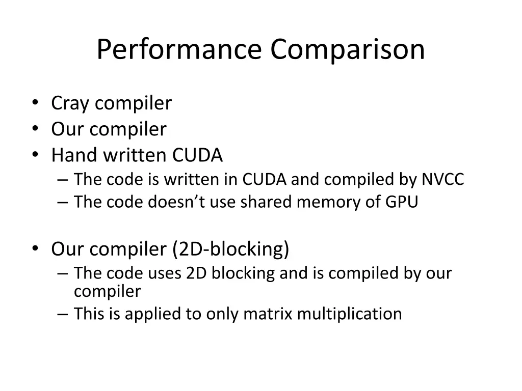 performance comparison