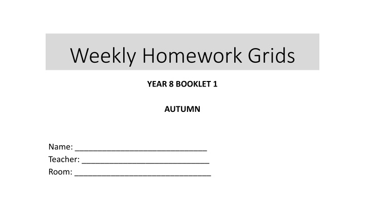 weekly homework grids