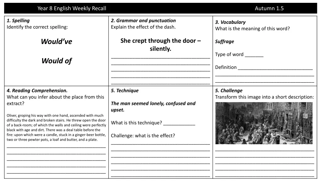 year 8 english weekly recall 4