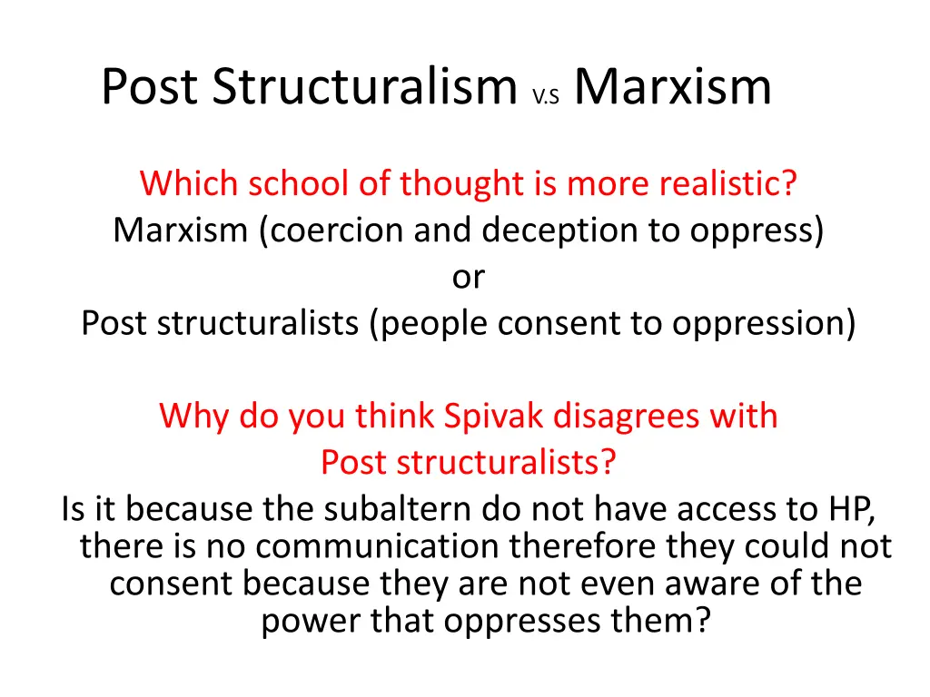 post structuralism v s marxism