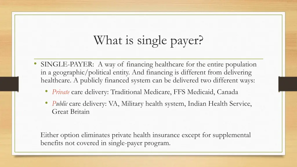 what is single payer