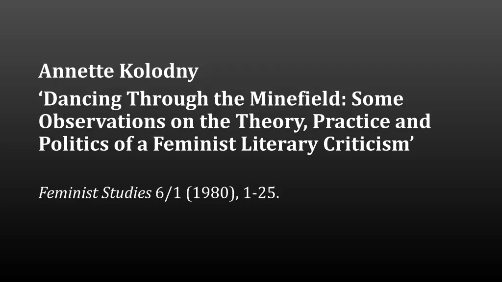 annette kolodny dancing through the minefield