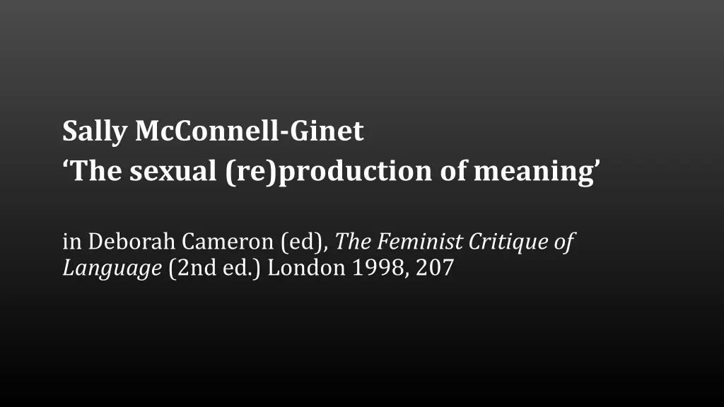 sally mcconnell ginet the sexual re production