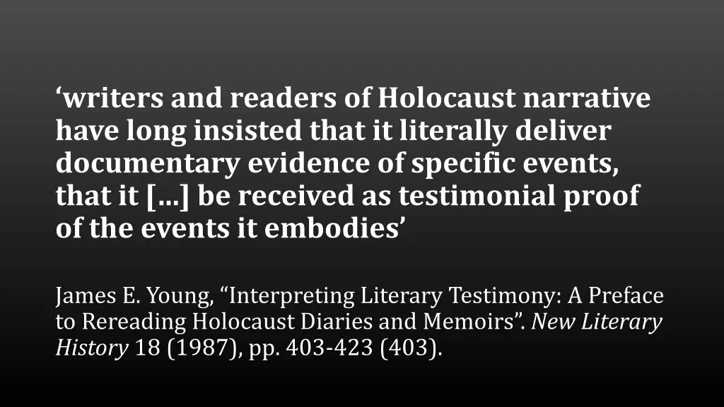 writers and readers of holocaust narrative have