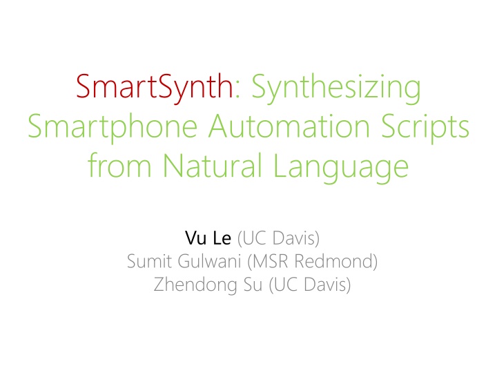 smartsynth synthesizing smartphone automation