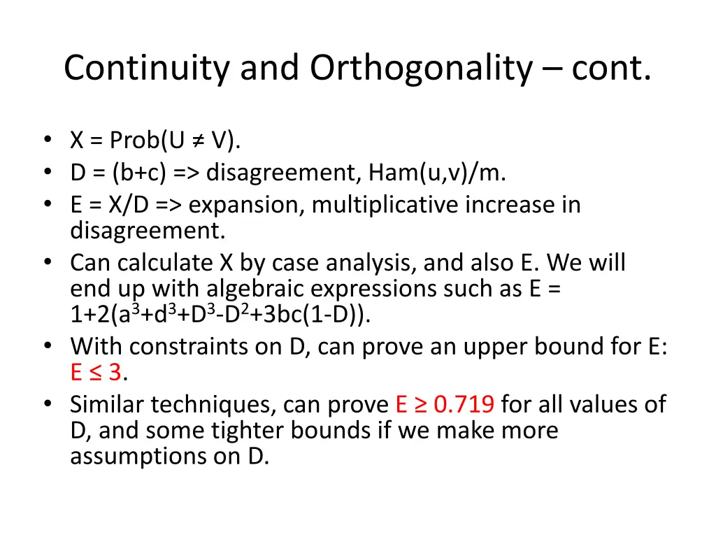 continuity and orthogonality cont