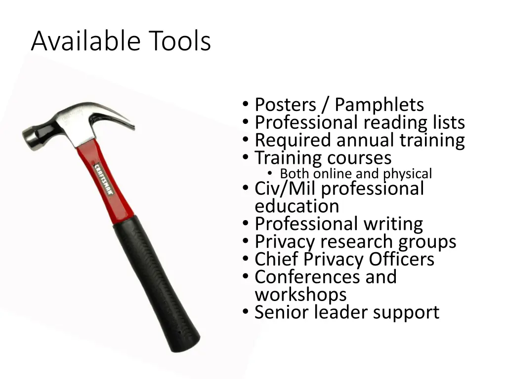 available tools