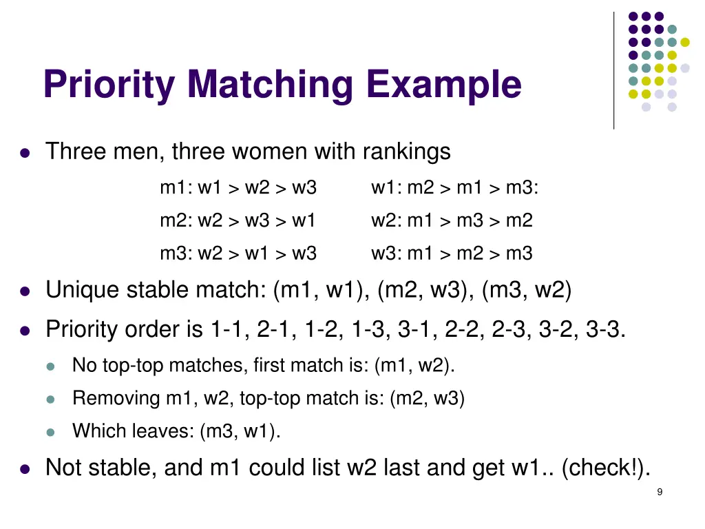 priority matching example