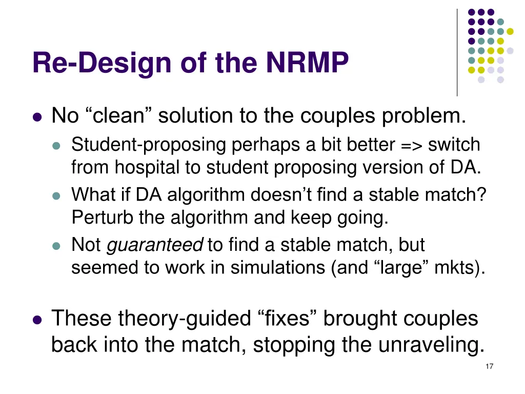 re design of the nrmp