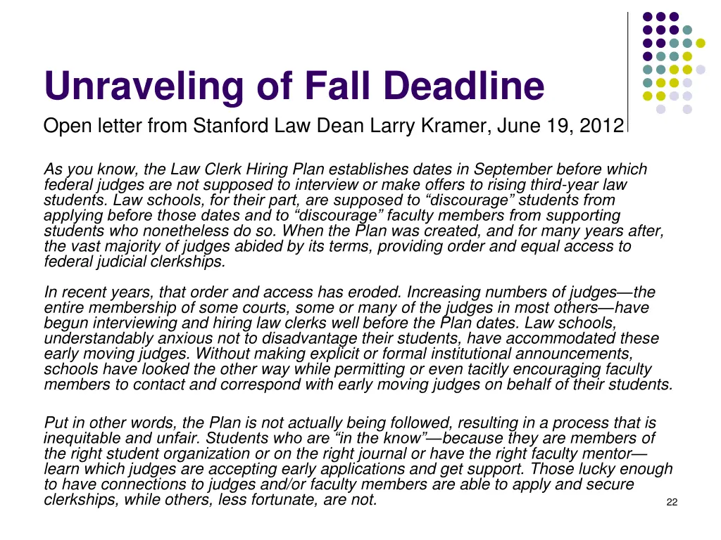 unraveling of fall deadline open letter from