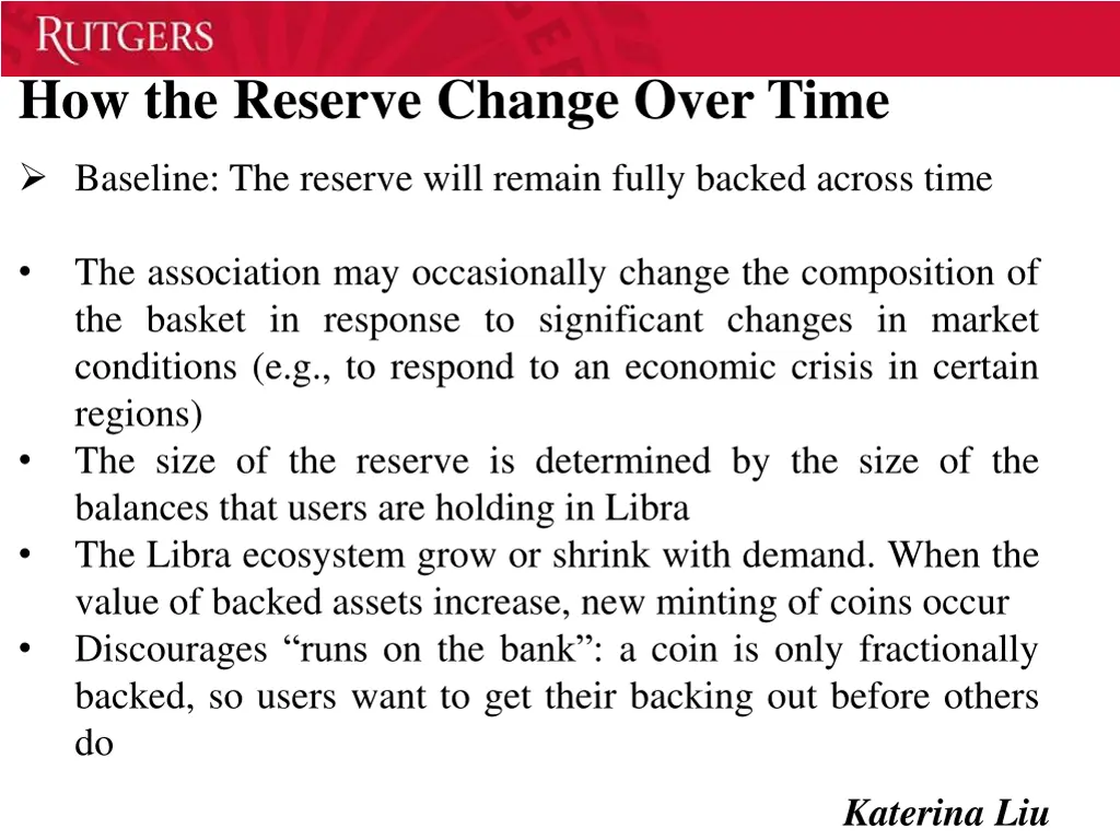 how the reserve change over time