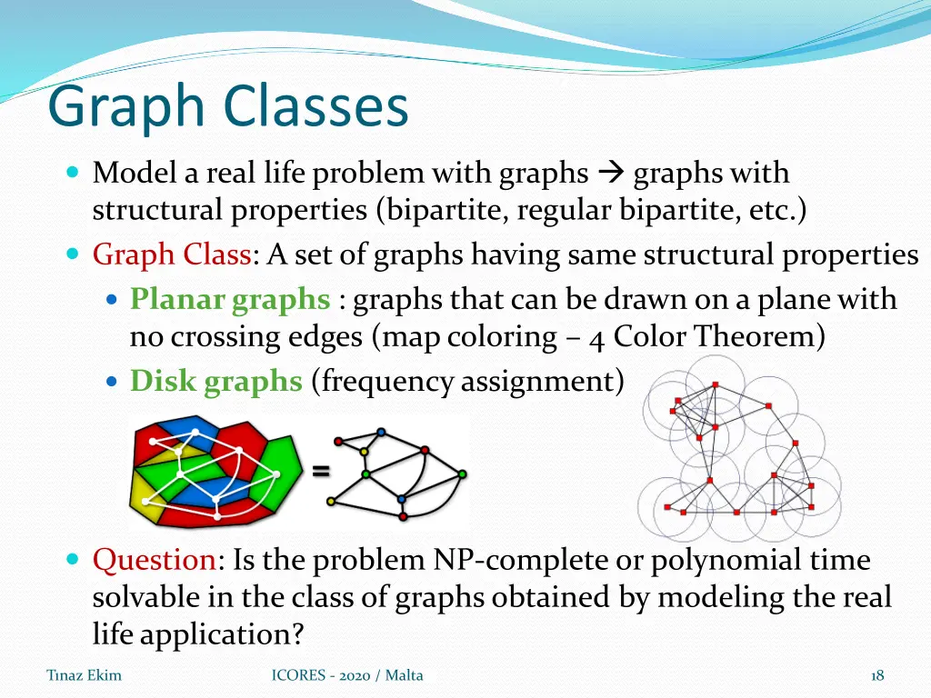 graph classes model a real life problem with