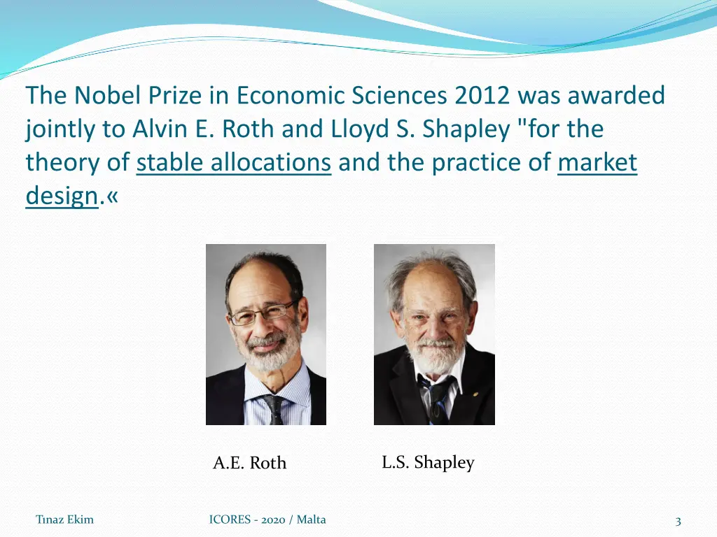 the nobel prize in economic sciences 2012