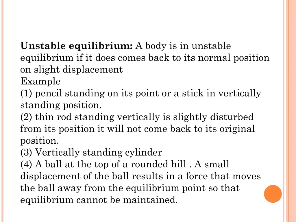 unstable equilibrium a body is in unstable