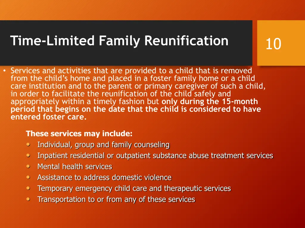 time limited family reunification