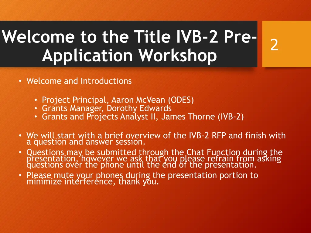 welcome to the title ivb 2 pre application