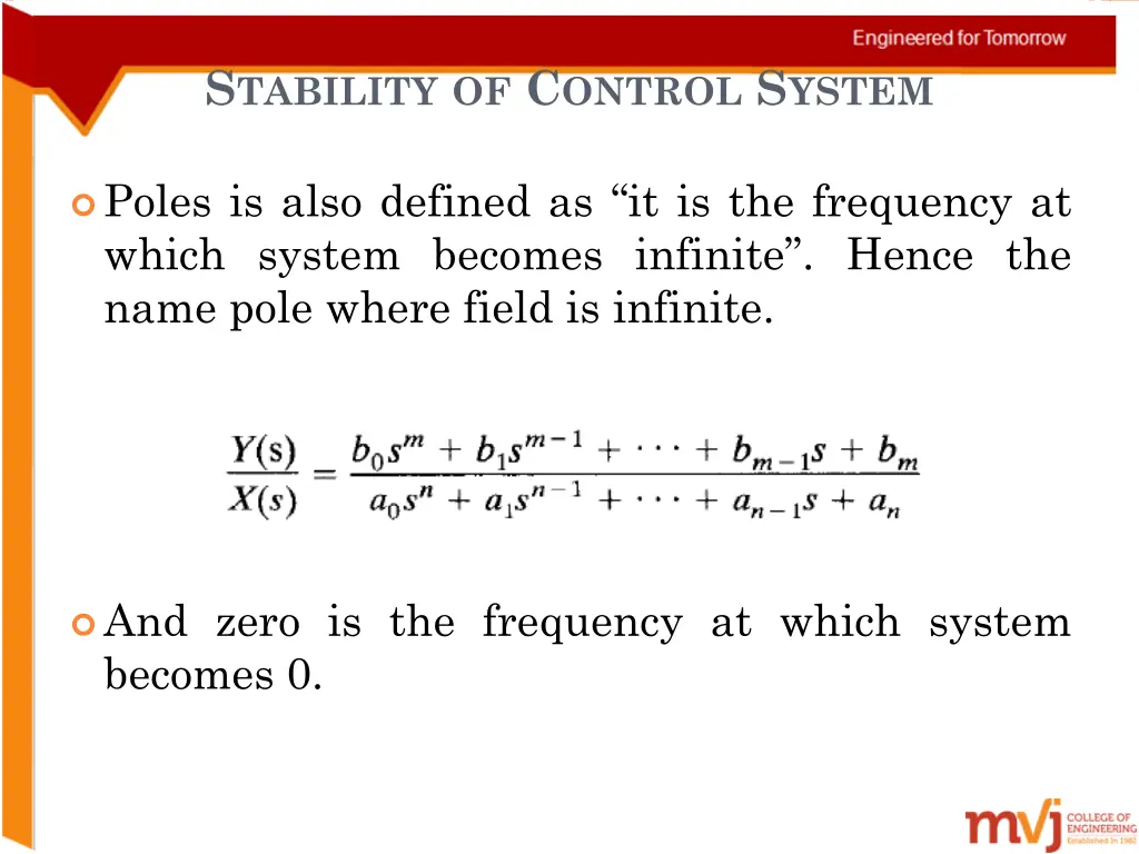 s tability of c ontrol s ystem 2