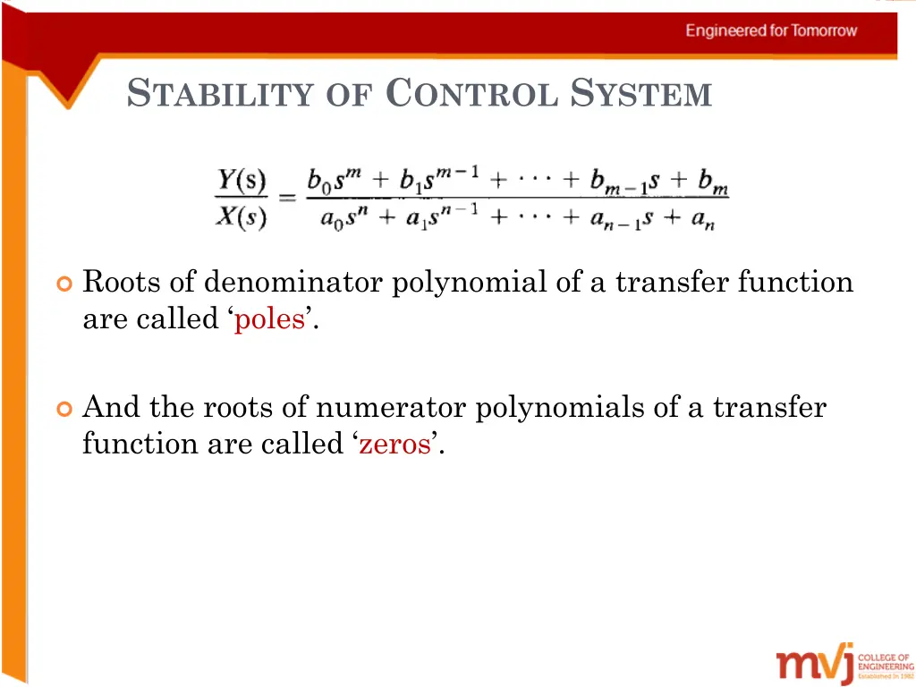 s tability of c ontrol s ystem