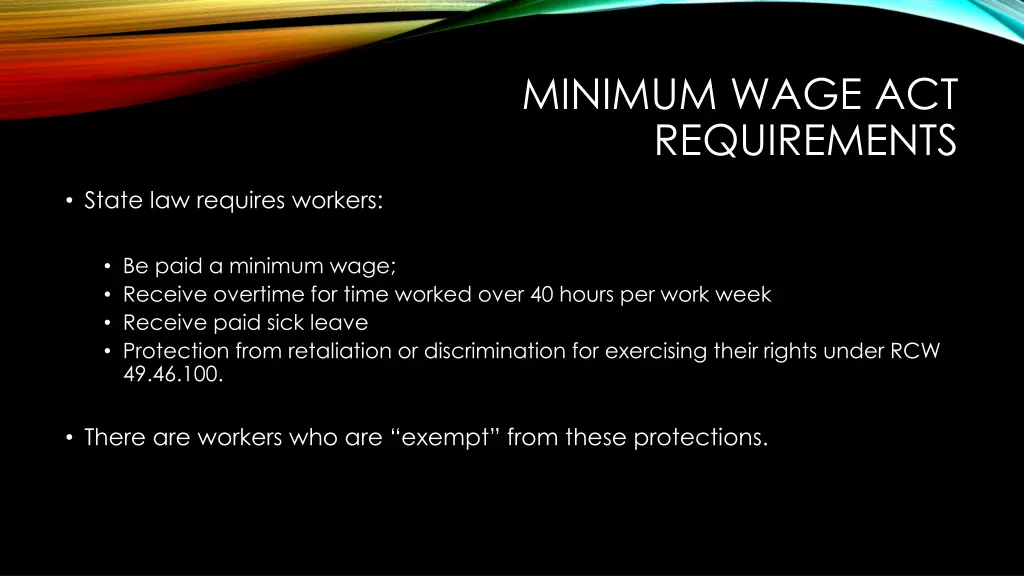 minimum wage act requirements