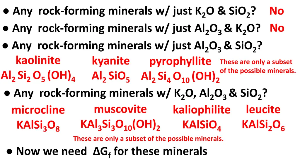 any rock forming minerals w just