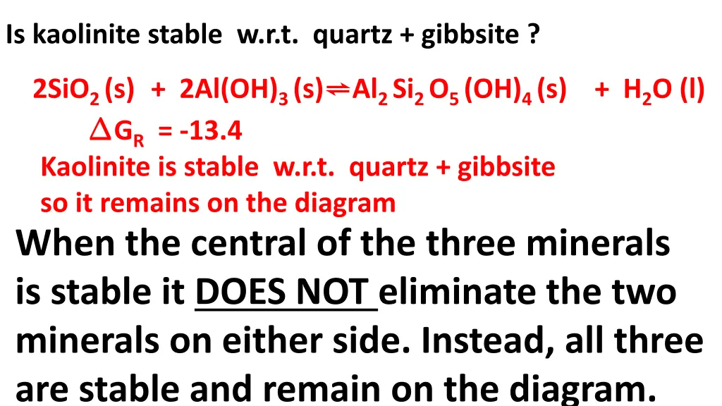 is kaolinite stable w r t quartz gibbsite 2sio