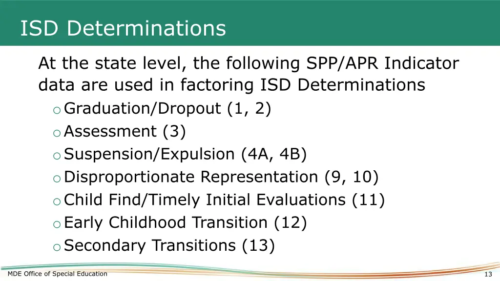 isd determinations