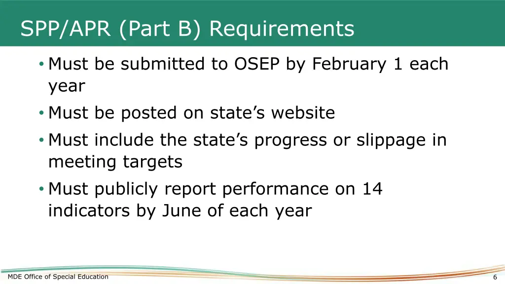 spp apr part b requirements