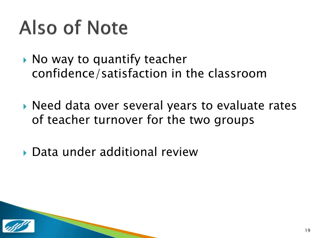 no way to quantify teacher confidence