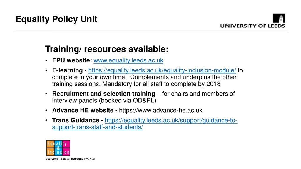 equality policy unit 7