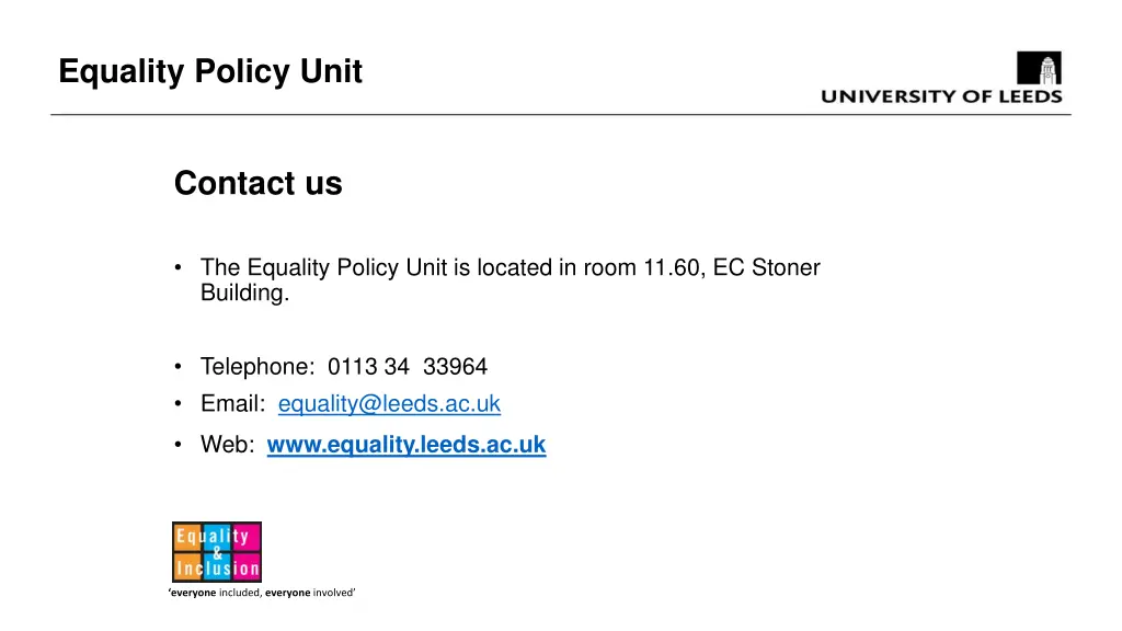 equality policy unit 8