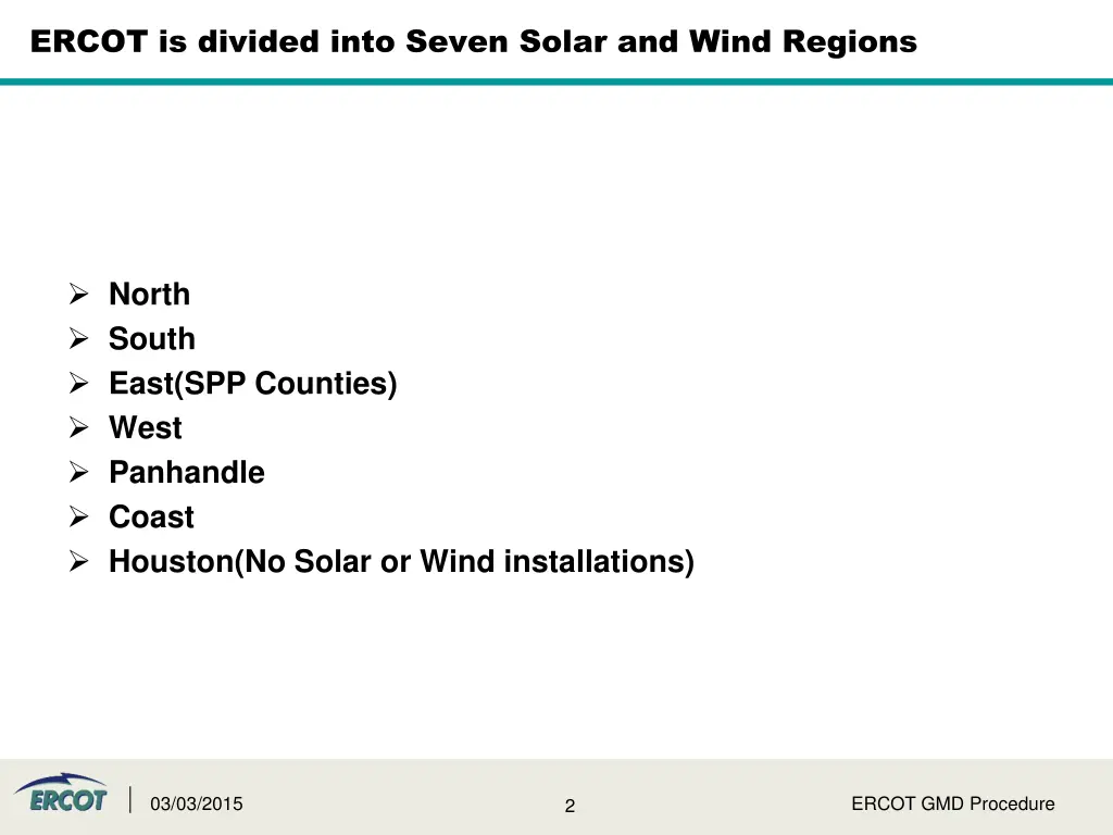 ercot is divided into seven solar and wind regions