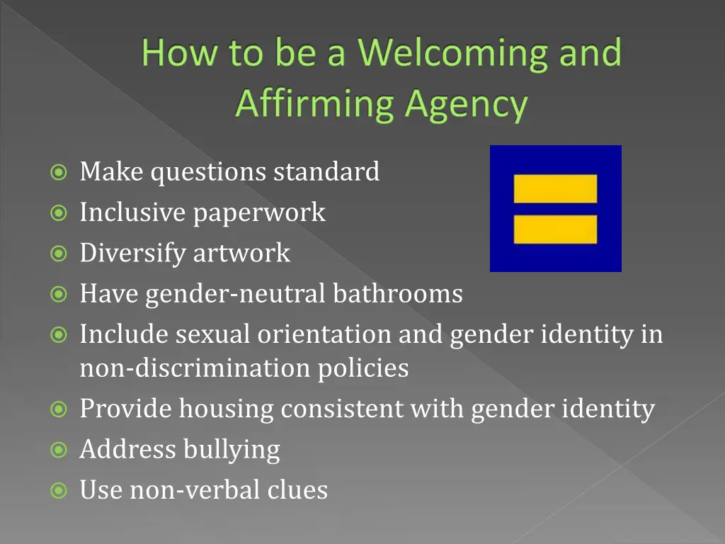 how to be a welcoming and affirming agency