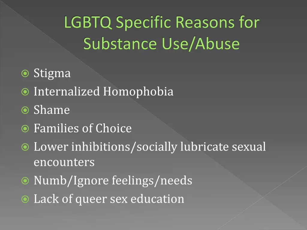 lgbtq specific reasons for substance use abuse