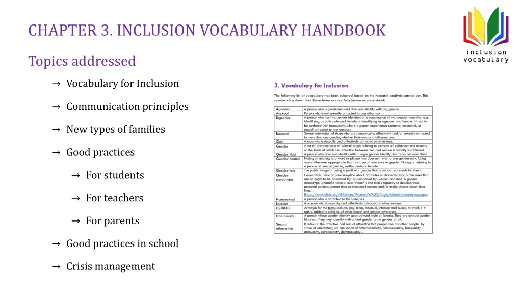 chapter 3 inclusion vocabulary handbook