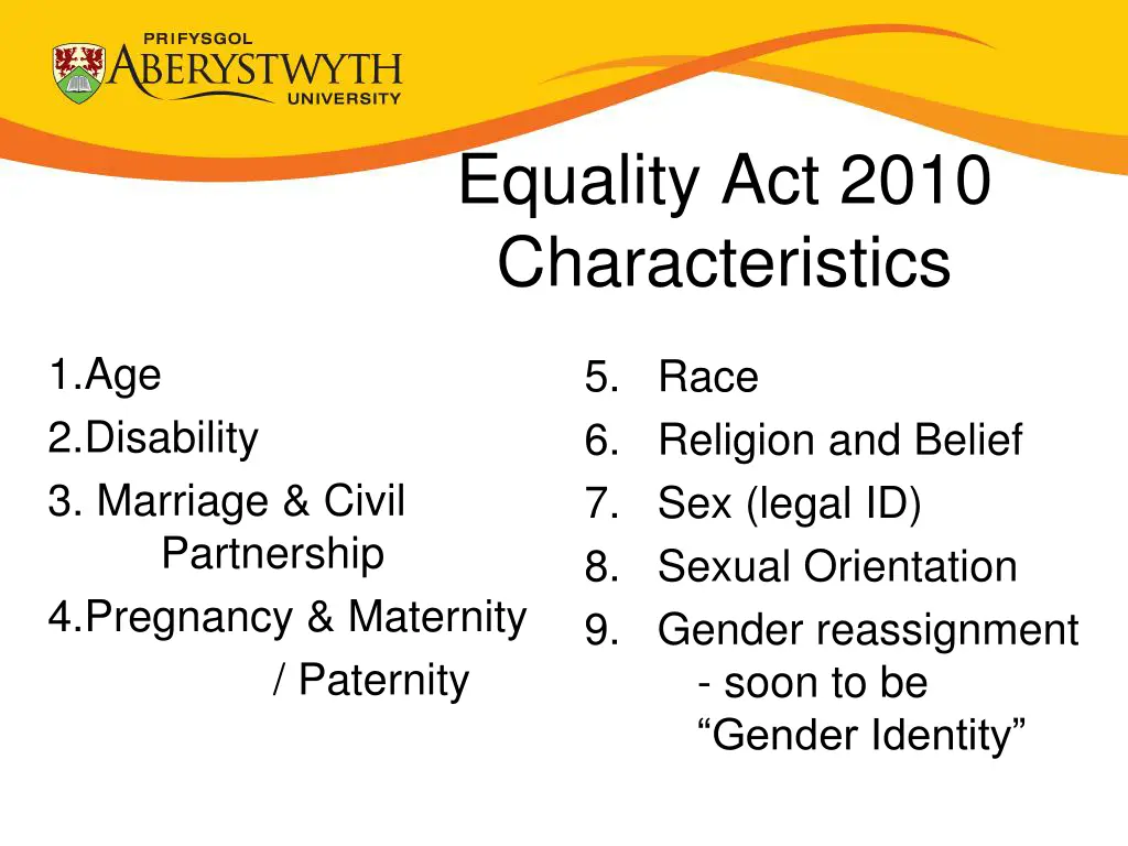 equality act 2010 characteristics