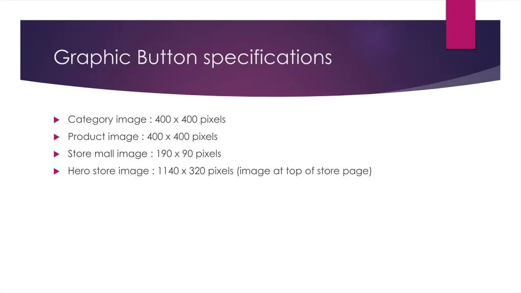 graphic button specifications